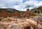 Ruins of of the San JosÃ© de los JÃ©mez Mission, built in 1621, in the Jemez River Valley at sunrise