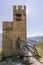 The ruins of Schrofenstein Castle also called `Schroffenstein`, on a rock spur, Landeck, Austria