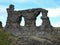 Ruins somewhere on a hill along the road to Walles. Interesting background, blue sky from clouds