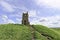 Ruins of St Michaels Church on Burrow Mump Somerset