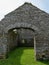 The ruins of an stone building in the Ireland. Ancient European architecture. The ruins of Arundel Grain Store, near Clonakilty,