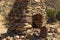 Ruins of stone fireplace in the desert from Joshua Tree National park.