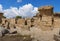 Ruins of stone walls at the archaeological site of the ancient city of Carthage