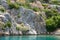 Ruins of sunken ancient city of Dolichiste on Kekova Island