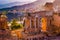 The Ruins of Taormina Theater at Sunset.