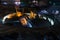 Ruins of Tarragona roman amphitheatre at night, Spain