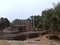 Ruins of Temple 17 square roof & Temple 18 hall with standing columns, Sanchi Buddhist complex, Madhya Pradesh, India