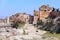 Ruins of temple on Frontinus street, Hierapolis, Pamukkale, Turkey