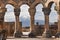 Ruins of the Temple of Zvartnots and the Mount Ararat in the background, in Yerevan, Armenia.