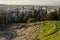 The ruins theater of Dionysus in sunrise. Southwest slope of the
