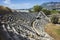 Ruins of Theatre in Letoon Ancient City in village Kumluova, Turkey. Sunny day, Greek culture