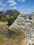 Ruins of Theatre in Letoon Ancient City in village Kumluova, Turkey. Sunny day, Greek culture ancient amphitheater