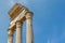 Ruins of the three columns in Forum Romanum. Rome. Horizontally