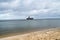 Ruins of torpedownia on Baltic Sea at cloudy day.