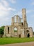 ruins of the tower of the Abbey of Chaalis, France, wide angle view