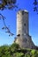 Ruins and tower of medieval XIV century Cracow Bishops Castle in town of Ilza, Poland