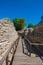 Ruins of Troy ancient city with wooden walkway
