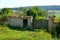 Ruins. Typical rural landscape and peasant houses in the village Somartin, Martinsberg, MÃ¤rtelsberg, Transylvania, Romania.