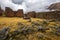 Ruins of the village of Pumamarka - Puma Marka, and llamas. Peru