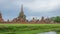 Ruins of Wat Mahathat temple in Ayutthaya historical park, Thailand