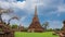 Ruins of Wat Mahathat temple in Ayutthaya historical park, Thailand