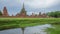 Ruins of Wat Mahathat temple in Ayutthaya historical park, Thailand