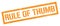 RULE OF THUMB orange grungy rectangle stamp