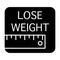 Ruler and lose weight inscription solid icon. Measuring tape vector illustration isolated on white. Measure glyph style