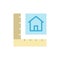Ruler paper drawing house icon. Simple color vector elements of architecture icons for ui and ux, website or mobile application