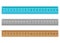 Ruler school flat centimeter. Scale inch rule millimeter plastic wooden isolated illustration