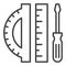 Ruler with Screwdriver and Protractor vector STEM concept linear icon