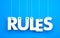 Rules words hanging on blue background