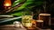Rum Reverie: Premium Glass Amidst Sugarcane Fields, Tropical Elegance