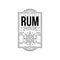 Rum vintage label design, alcohol industry monochrome badge vector Illustration on a white background