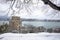 Rumeli Fortress, an old castle with a snow-covered view in winter, Istanbul, TÃ¼rkiye. Rumeli Castle with Fatih Sultan Mehmet