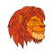 Ruminating Lion Head Cartoon Color