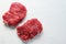 Rump steak, farm organic raw beef meat White textured background. Top view space for text