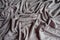 Rumpled grey viscose fabric from above