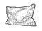 Rumpled pillow cushion sketch vector illustration