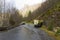 Run-down road in rural landscape
