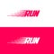 Run Logo. Dynamic Sport Icon. Letters and Movement Symbol. Emblem for Sport Brand.