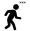 Run man with speed symbol flat icon pictogram on white