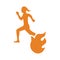 Run, runner, fire danger icon. Orange color vector EPS