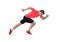 Run, running man in red shirt, isolated geometric flat design vector illustration