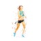 Run, running woman, low poly isolated vector illustration, geometric drawing, side view