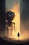 runaway robot, fleeing from its creators digital art poster AI generation