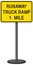 Runaway truck ramp 1 mile warning sign with stand isolated on transparent background