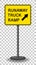 Runaway truck ramp warning sign isolated on transparent background