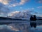 Rundle Mountain reflecting in Two Jack Lake