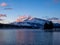 Rundle Mountain reflecting in Two Jack Lake